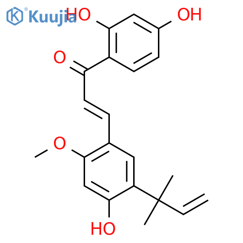 2-methoxy-5-(1,1-dimethylallyl)-4,2',4'-trihydroxychalcone structure