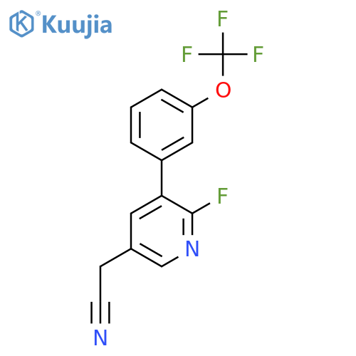 2-Fluoro-3-(3-(trifluoromethoxy)phenyl)pyridine-5-acetonitrile structure