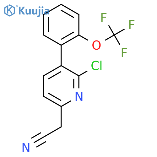 2-Chloro-3-(2-(trifluoromethoxy)phenyl)pyridine-6-acetonitrile structure