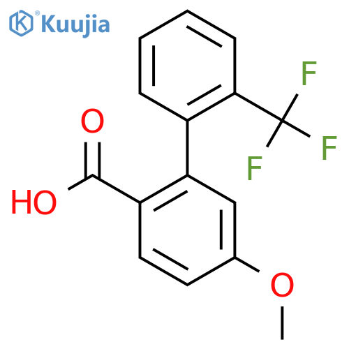 5-Methoxy-2'-(trifluoromethyl)biphenyl-2-carboxylic acid structure