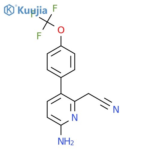 6-Amino-3-(4-(trifluoromethoxy)phenyl)pyridine-2-acetonitrile structure