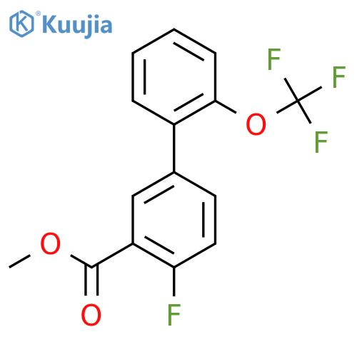 4-Fluoro-2'-(trifluoromethoxy)biphenyl-3-carboxylic acid methyl ester structure