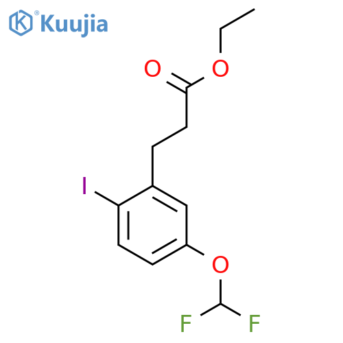 Ethyl 3-(5'-(difluoromethoxy)-2'-iodophenyl)propionate structure