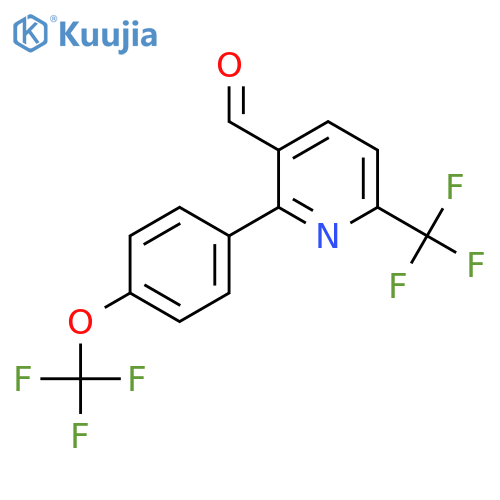 2-(4-(Trifluoromethoxy)phenyl)-6-(trifluoromethyl)nicotinaldehyde structure