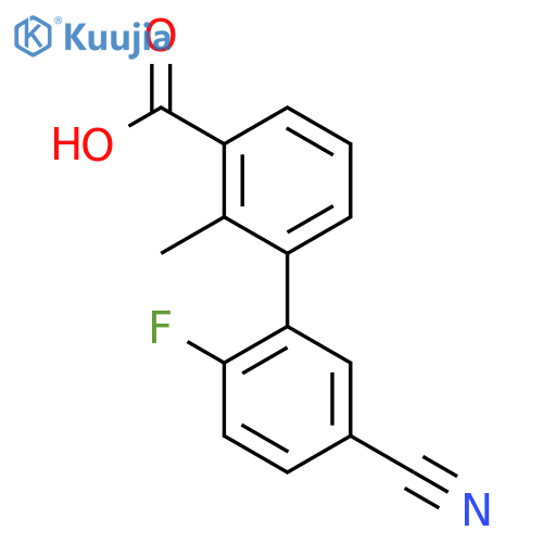 3-(5-Cyano-2-fluorophenyl)-2-methylbenzoic acid structure