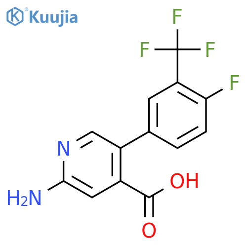 2-Amino-5-(4-fluoro-3-trifluoromethylphenyl)isonicotinic acid structure