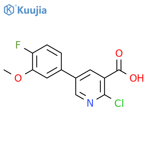 2-Chloro-5-(4-fluoro-3-methoxyphenyl)nicotinic acid structure
