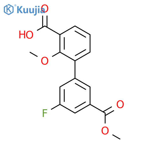 3-(3-Fluoro-5-methoxycarbonylphenyl)-2-methoxybenzoic acid structure