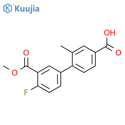 4-(4-Fluoro-3-methoxycarbonylphenyl)-3-methylbenzoic acid structure