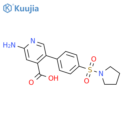 2-Amino-5-[4-(pyrrolidinylsulfonyl)phenyl]isonicotinic acid structure
