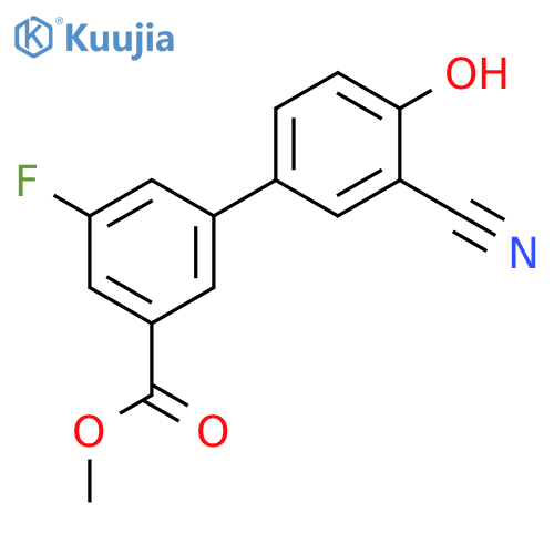 2-Cyano-4-(3-fluoro-5-methoxycarbonylphenyl)phenol structure