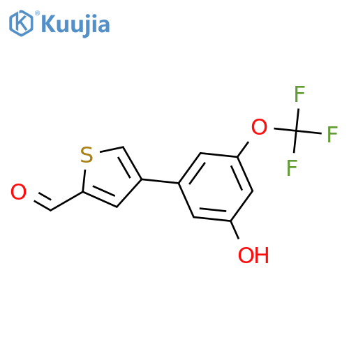 4-[3-Hydroxy-5-(trifluoromethoxy)phenyl]thiophene-2-carbaldehyde structure