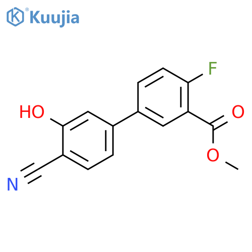 2-Cyano-5-(4-fluoro-3-methoxycarbonylphenyl)phenol structure