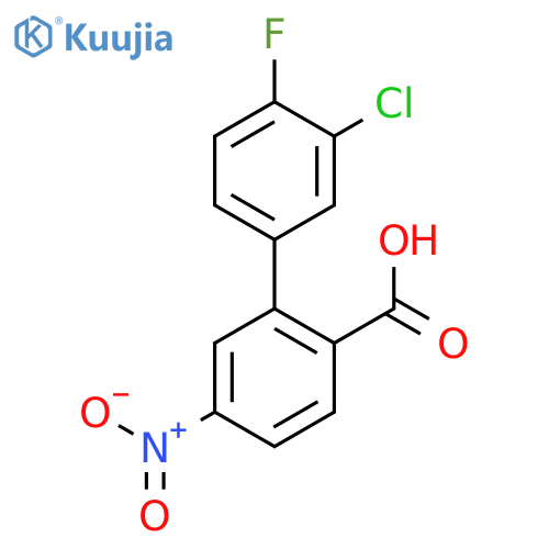 2-(3-Chloro-4-fluorophenyl)-4-nitrobenzoic acid structure