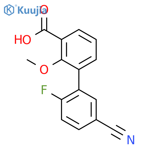 3-(5-Cyano-2-fluorophenyl)-2-methoxybenzoic acid structure