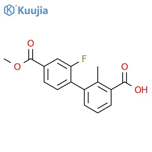 [1,1'-Biphenyl]-3,4'-dicarboxylic acid, 2'-fluoro-2-methyl-, 4'-methyl ester structure
