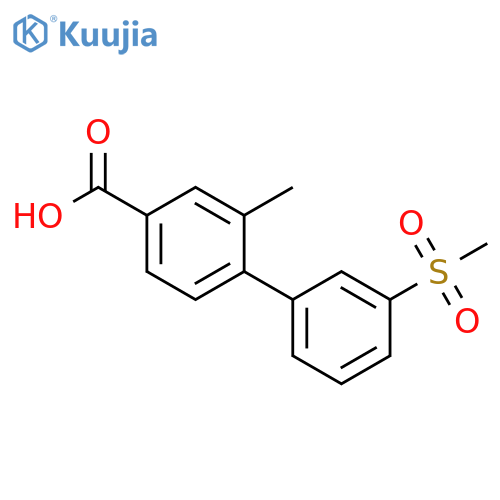 [1,1'-Biphenyl]-4-carboxylic acid, 2-methyl-3'-(methylsulfonyl)- structure