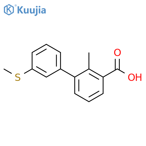 2-Methyl-3-(3-methylsulfanylphenyl)benzoic acid structure