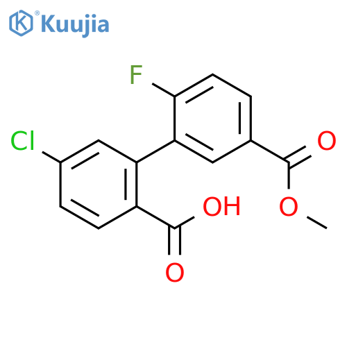 4-Chloro-2-(2-fluoro-5-methoxycarbonylphenyl)benzoic acid structure