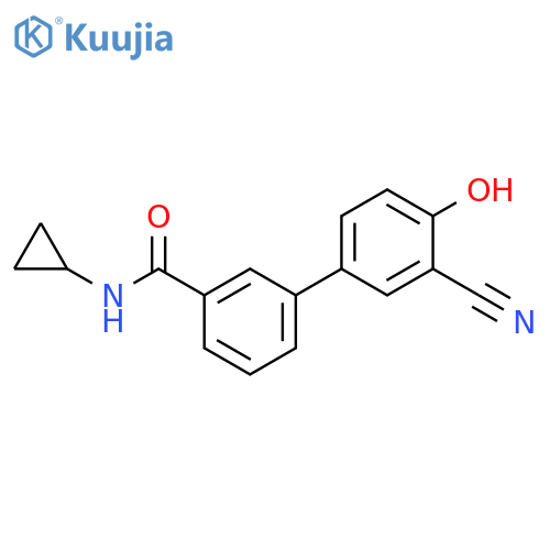 2-Cyano-4-[3-(cyclopropylaminocarbonyl)phenyl]phenol structure