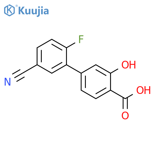 [1,1'-Biphenyl]-4-carboxylic acid, 5'-cyano-2'-fluoro-3-hydroxy- structure