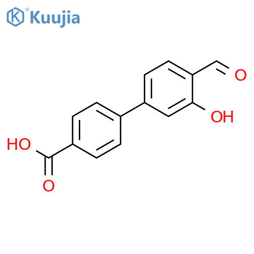 [1,1'-Biphenyl]-4-carboxylic acid, 4'-formyl-3'-hydroxy- structure