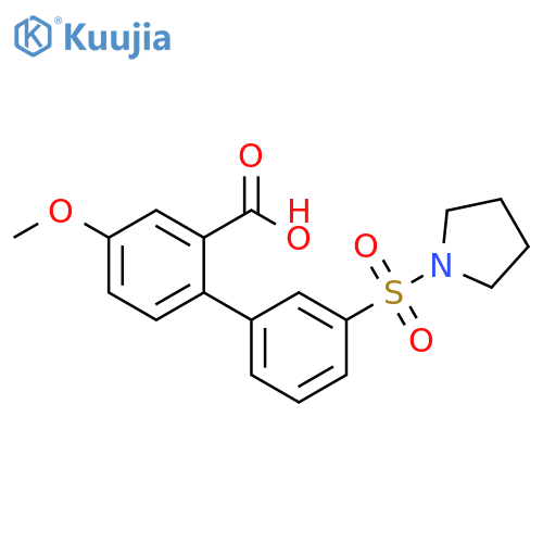 [1,1'-Biphenyl]-2-carboxylic acid, 4-methoxy-3'-(1-pyrrolidinylsulfonyl)- structure