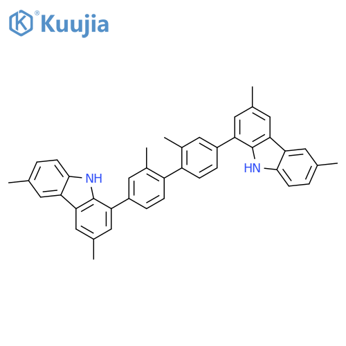 1,1'-(2,2'-Dimethyl-[1,1'-biphenyl]-4,4'-diyl)bis(3,6-dimethyl-9H-carbazole) structure