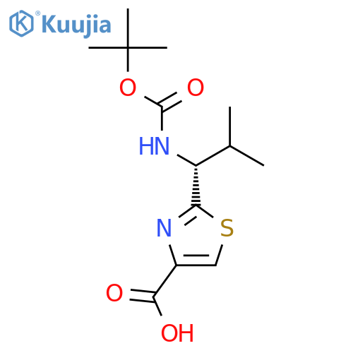 4-Thiazolecarboxylic acid, 2-[(1R)-1-[[(1,1-dimethylethoxy)carbonyl]amino]-2-methylpropyl]- structure