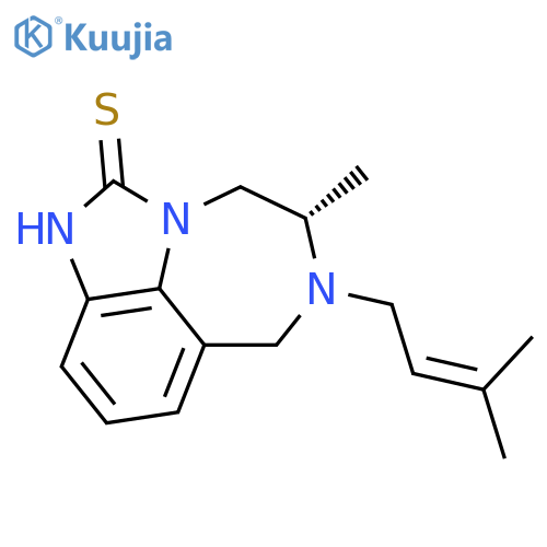 Imidazo[4,5,1-jk][1,4]benzodiazepine-2(1H)-thione,4,5,6,7-tetrahydro-5-methyl-6-(3-methyl-2-buten-1-yl)-, (5S)- structure