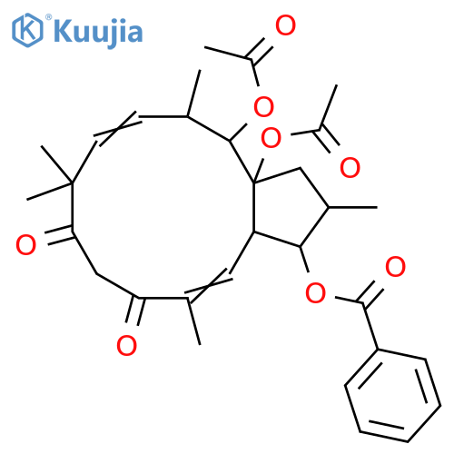 3,7,14,15-Tetrahydroxy-5,11-jatrophadien-9-one; (2α,3β,5E,7β,11E,13β,14α,15β)-form, 7-Ketone, 3-benzoyl, 14,15-di-Ac structure
