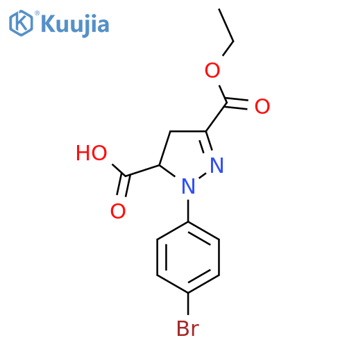 1-(4-Bromophenyl)-3-(ethoxycarbonyl)-4,5-dihydro-1H-pyrazole-5-carboxylic acid structure
