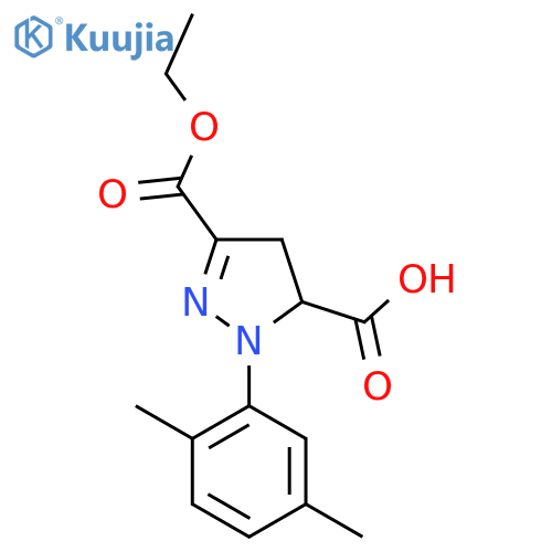 1-(2,5-Dimethylphenyl)-3-(ethoxycarbonyl)-4,5-dihydro-1H-pyrazole-5-carboxylic acid structure