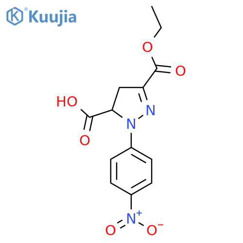 3-(Ethoxycarbonyl)-1-(4-nitrophenyl)-4,5-dihydro-1H-pyrazole-5-carboxylic acid structure