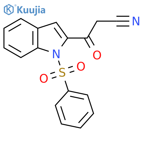 3-[1-(benzenesulfonyl)-1H-indol-2-yl]-3-oxopropanenitrile structure