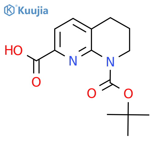 8-(tert-butoxy)carbonyl-5,6,7,8-tetrahydro-1,8-naphthyridine-2-carboxylic acid structure