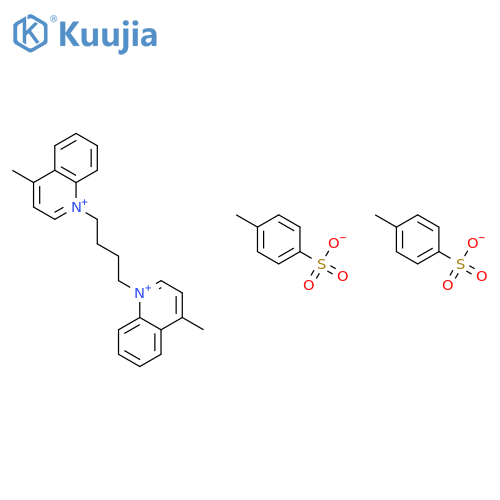 4-methyl-1-4-(4-methylquinolin-1-ium-1-yl)butylquinolin-1-ium bis(4-methylbenzene-1-sulfonate) structure