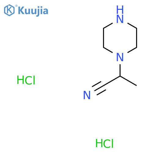 2-(piperazin-1-yl)propanenitrile dihydrochloride structure