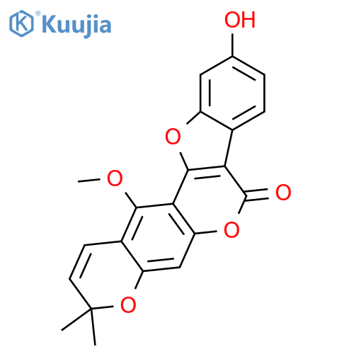 3H,7H-Benzofuro[3,2-c]pyrano[3,2-g][1]benzopyran-7-one,10-hydroxy-13-methoxy-3,3-dimethyl- structure