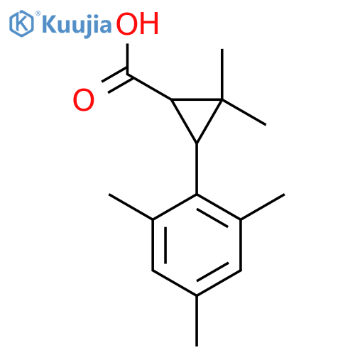 2,2-dimethyl-3-(2,4,6-trimethylphenyl)cyclopropane-1-carboxylic acid structure