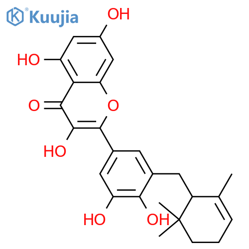 3,3',4',5,7-Pentahydroxy-5'-[(2,6,6-trimethyl-2-cyclohexen-1-yl)methyl]flavone structure
