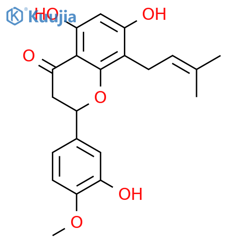 5,7-Dihydroxy-2-(3-hydroxy-4-methoxyphenyl)-8-(3-methylbut-2-en-1-yl)chroman-4-one structure