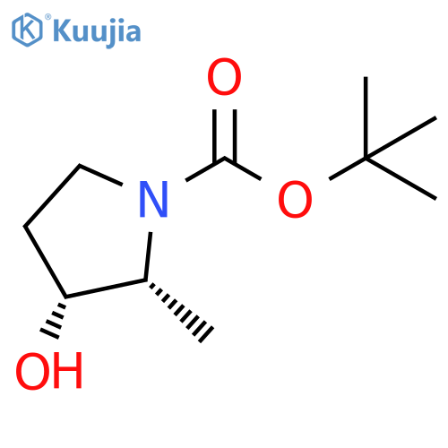 tert-butyl cis-3-hydroxy-2-methyl-pyrrolidine-1-carboxylate structure