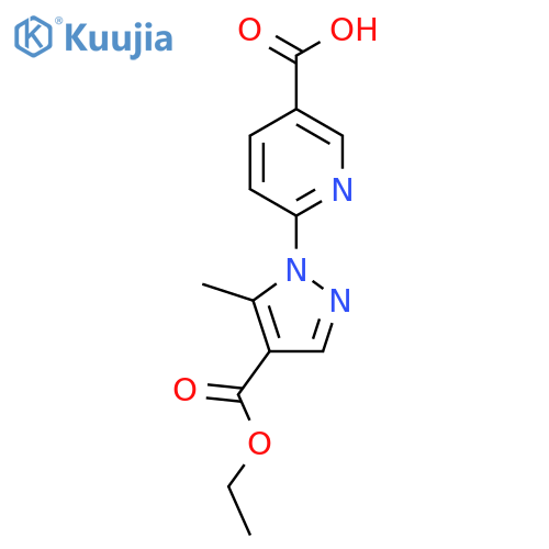 6-4-(ethoxycarbonyl)-5-methyl-1H-pyrazol-1-ylpyridine-3-carboxylic acid structure
