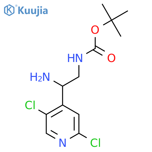 tert-butyl N-2-amino-2-(2,5-dichloropyridin-4-yl)ethylcarbamate structure