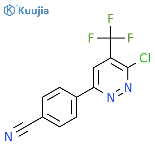 4-[6-Chloro-5-(trifluoromethyl)pyridazin-3-yl]benzonitrile structure