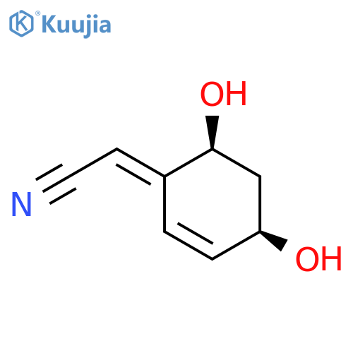 Acetonitrile,[(4R,6S)-4,6-dihydroxy-2-cyclohexen-1-ylidene]-, (2E)- (9CI) structure