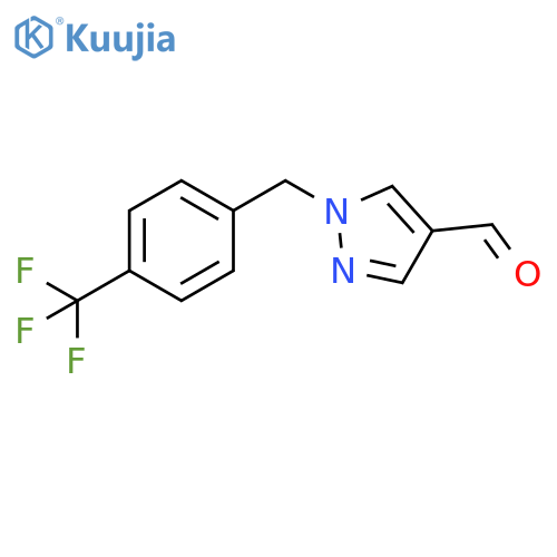 1-{4-(trifluoromethyl)phenylmethyl}-1H-pyrazole-4-carbaldehyde structure