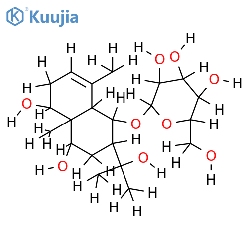 1beta,6beta,9alpha,11-tetrahydroxy-trans-eudesm-3-ene-6-O-beta-D-glucopyranoside structure