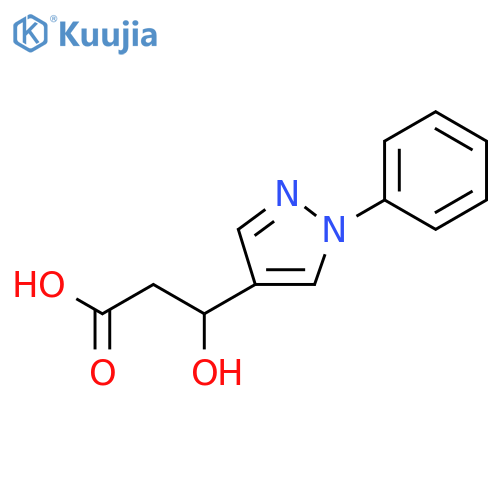 3-hydroxy-3-(1-phenyl-1H-pyrazol-4-yl)propanoic acid structure